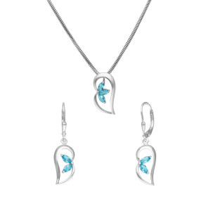 Komplet z błękitnymi cyrkoniami srebro