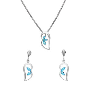 Komplet z błękitnymi cyrkoniami srebro