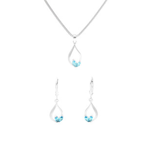 Komplet z błękitnymi cyrkoniami srebro