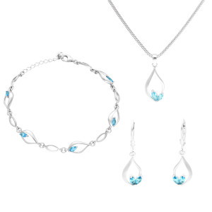 Komplet z błękitnymi cyrkoniami srebro