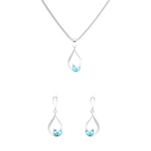 Komplet z błękitnymi cyrkoniami srebro
