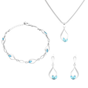 Komplet z błękitnymi cyrkoniami srebro