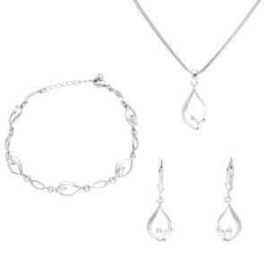 Komplet z białymi cyrkoniami srebro