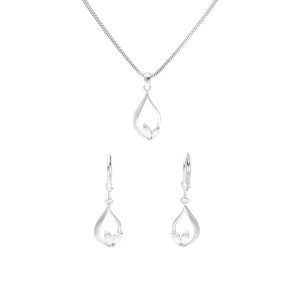 Komplet z białymi cyrkoniami srebro