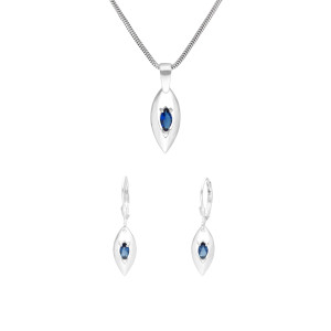 Komplet z szafirowymi cyrkoniami srebro