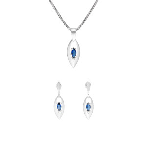 Komplet z szafirowymi cyrkoniami srebro