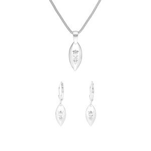 Komplet z białymi cyrkoniami łezki srebro