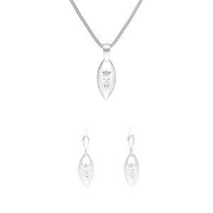 Komplet z białymi cyrkoniami łezki srebro