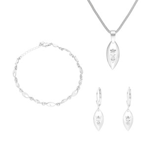 Komplet z białymi cyrkoniami łezki srebro