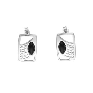 Kolczyki z onyksem prostokąty srebro