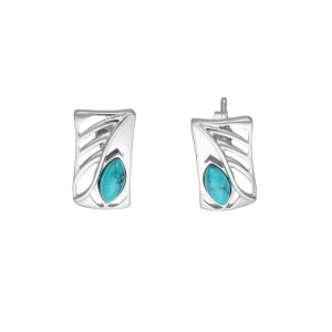 Kolczyki z turkusem prostokąty srebro