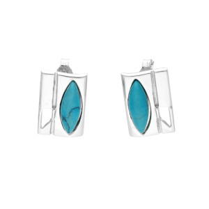 Kolczyki z turkusem prostokąty srebro