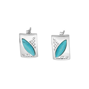 Kolczyki z turkusami prostokąty srebro