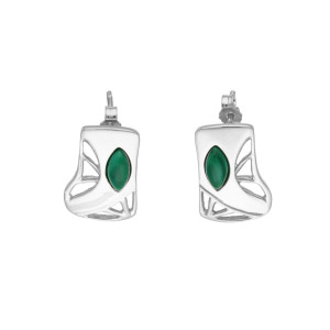 Kolczyki z malachitem prostokąty srebro