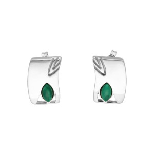 Kolczyki z malachitem prostokąty srebro