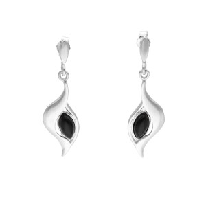 Kolczyki z onyksem łezka srebro