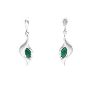 Kolczyki z malachitem łezka srebro