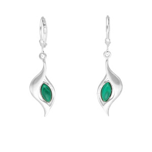 Kolczyki z malachitem łezka srebro