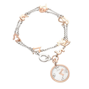 Bransoletka zegar z masą perłową rose gold srebro