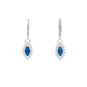Kolczyki markizy z szafirowymi cyrkoniami srebro