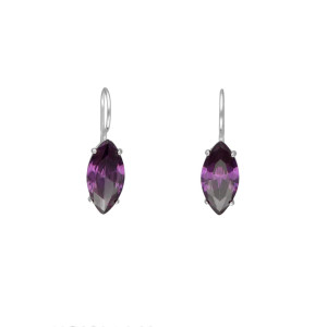 Kolczyki z fioletową cyrkonią owalne srebro