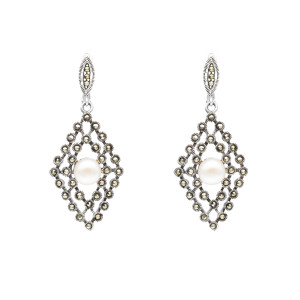 Kolczyki z markazytami i perłą srebro