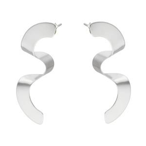 Kolczyki geometryczne zawijane srebro rodowane