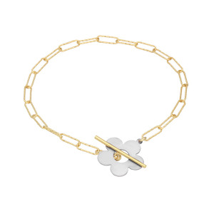 Bransoletka łańcuszkowa kwiat tytan srebro pozłacane