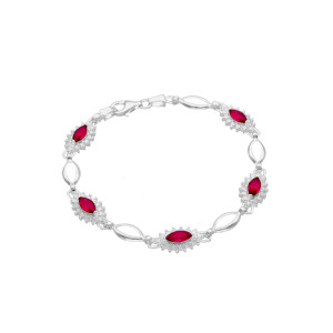 Bransoletka markiza z rubinami i cyrkoniami