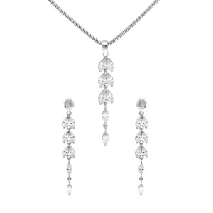 Efektowny komplet z cyrkoniami srebro