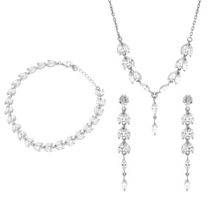Efektowny komplet z białymi cyrkoniami srebro
