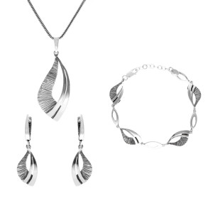 Komplet łezki srebro oksydowane