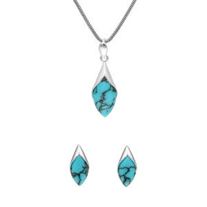 Komplet romb z turkusem srebro