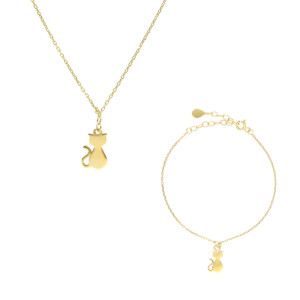 Komplet kotek srebro pozłacane