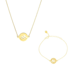 Komplet z motywem gór srebro pozłacane