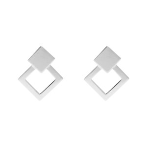 Kolczyki srebrne geometryczne kwadraty