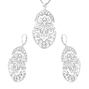 Komplet srebrny ażurowy boho