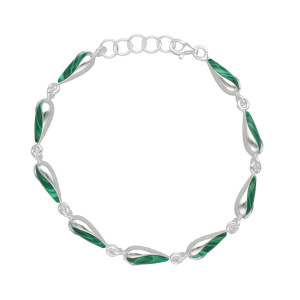 Bransoletka łezka z malachitem srebro