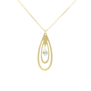 Naszyjnik srebrny łezka z cyrkonią pozłacana
