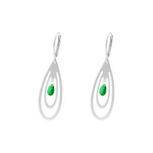 Kolczyki srebrne z zieloną cyrkonią łezki