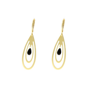 Kolczyki srebrne z czarną cyrkonią łezki pozłacane