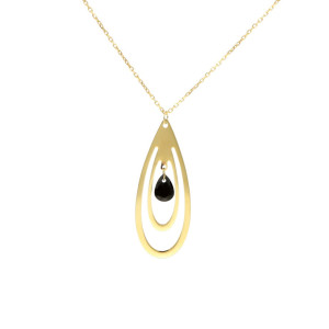 Naszyjnik srebrny z czarną cyrkonią łezka pozłacany