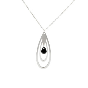 Naszyjnik srebrny z czarną cyrkonią łezka