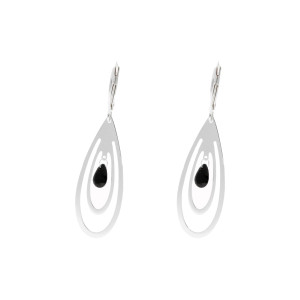 Kolczyki srebrne z czarną cyrkonią łezki