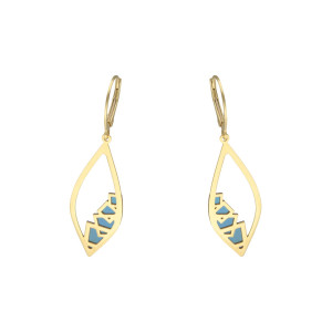 Kolczyki srebrne z turkusowym tytanem pozłacane