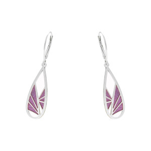 Kolczyki srebrne z fioletowym tytanem łezki