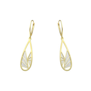 Kolczyki srebrne z tytanem łezki pozłacane