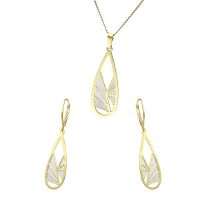 Komplet srebrny z tytanem łezki pozłacany