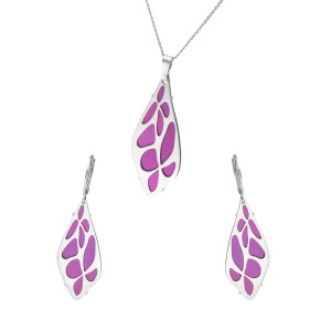 Komplet kwiaty z fioletowym tytanem srebro