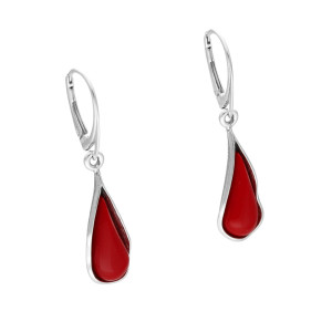 Kolczyki łezki z koralem srebro
